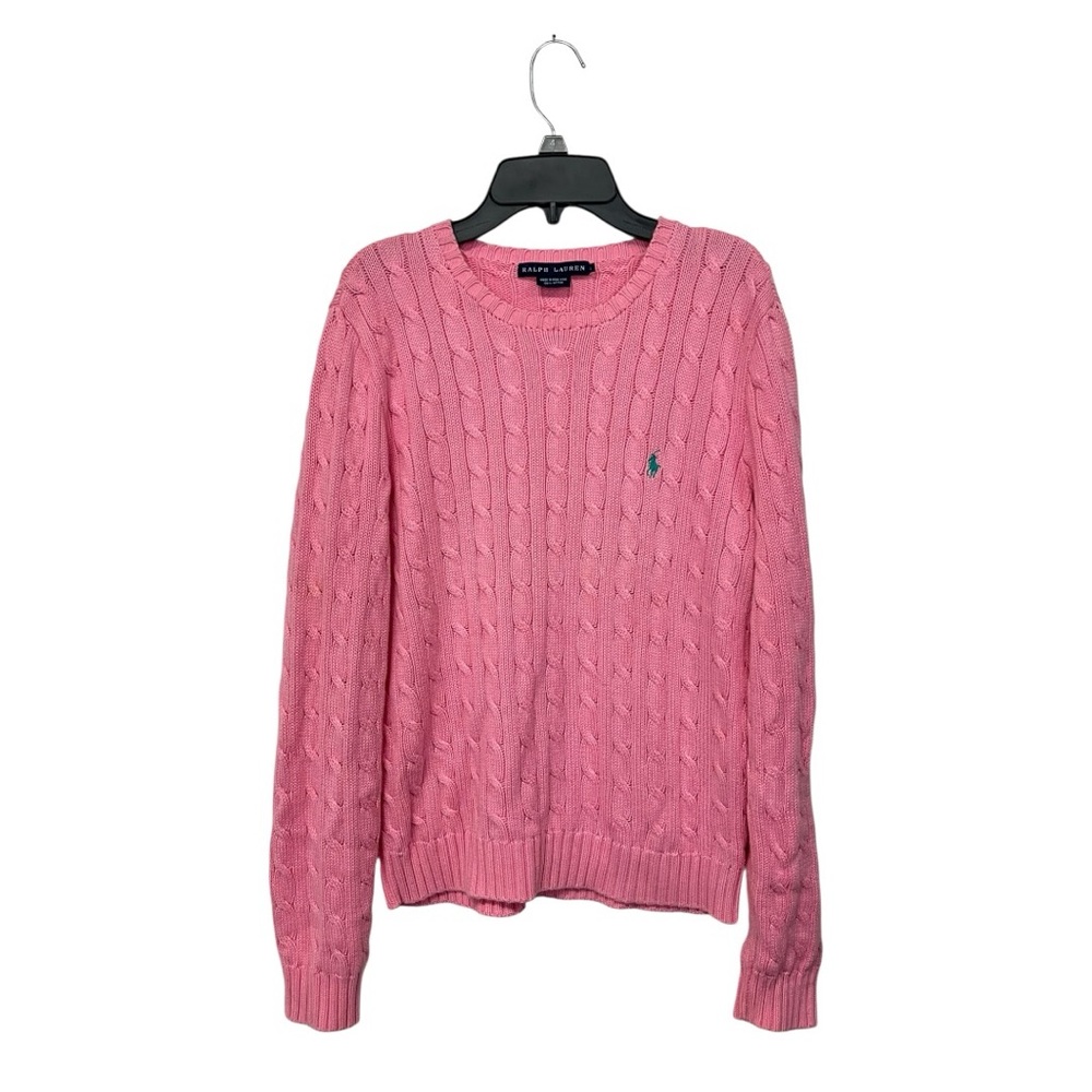 Ralph Lauren | Pink 100% Cotton Cable Knit‎ Sweater L - Picture 6 of 10